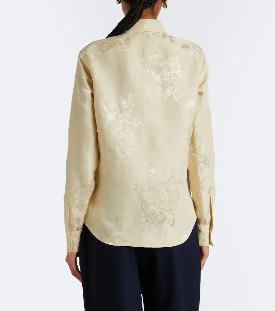 Jil Sander Floral jacquard linen-blend shirt | Thumbnail 3 Jil Sander Floral jacquard linen-blend shirt | Thumbnail 3