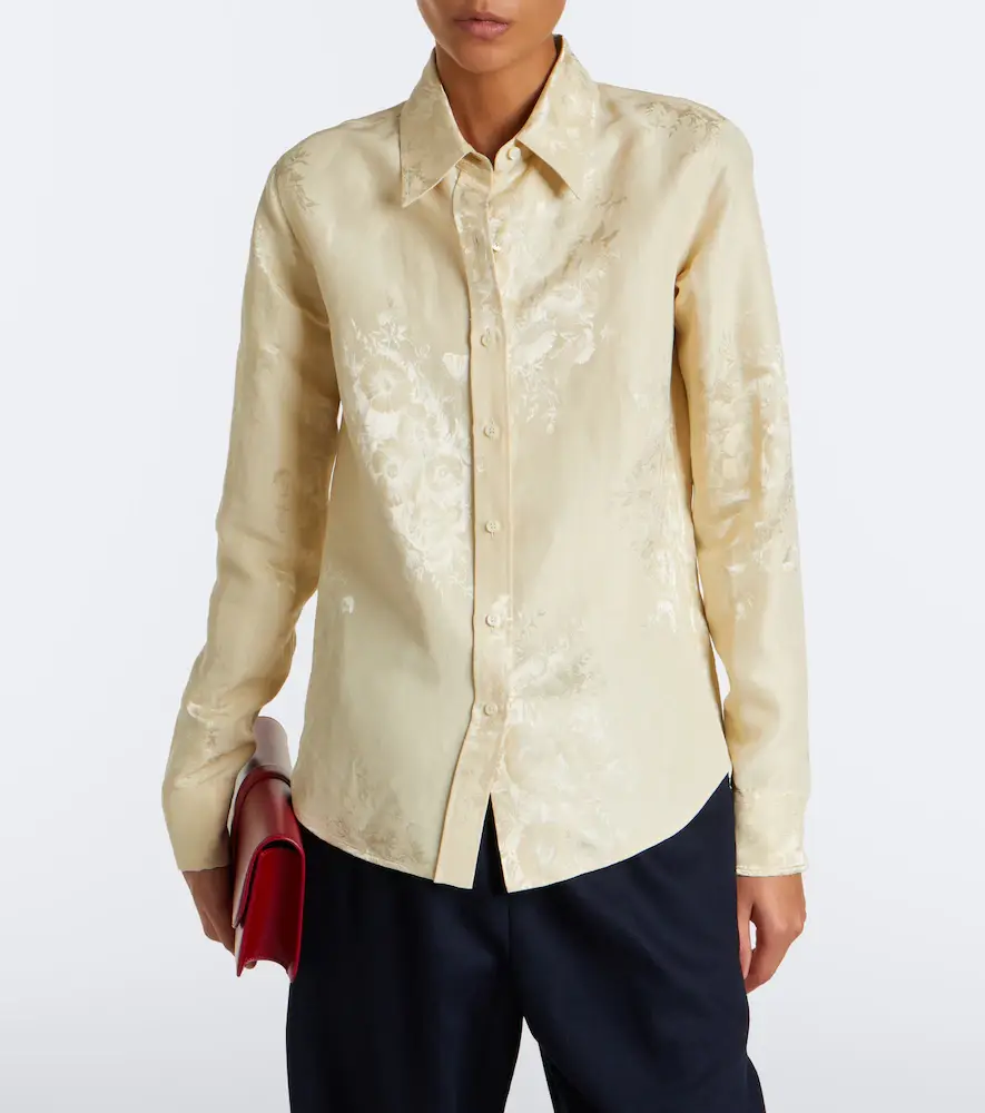 Jil Sander Floral jacquard linen-blend shirt | Thumbnail 4 Jil Sander Floral jacquard linen-blend shirt | Thumbnail 4