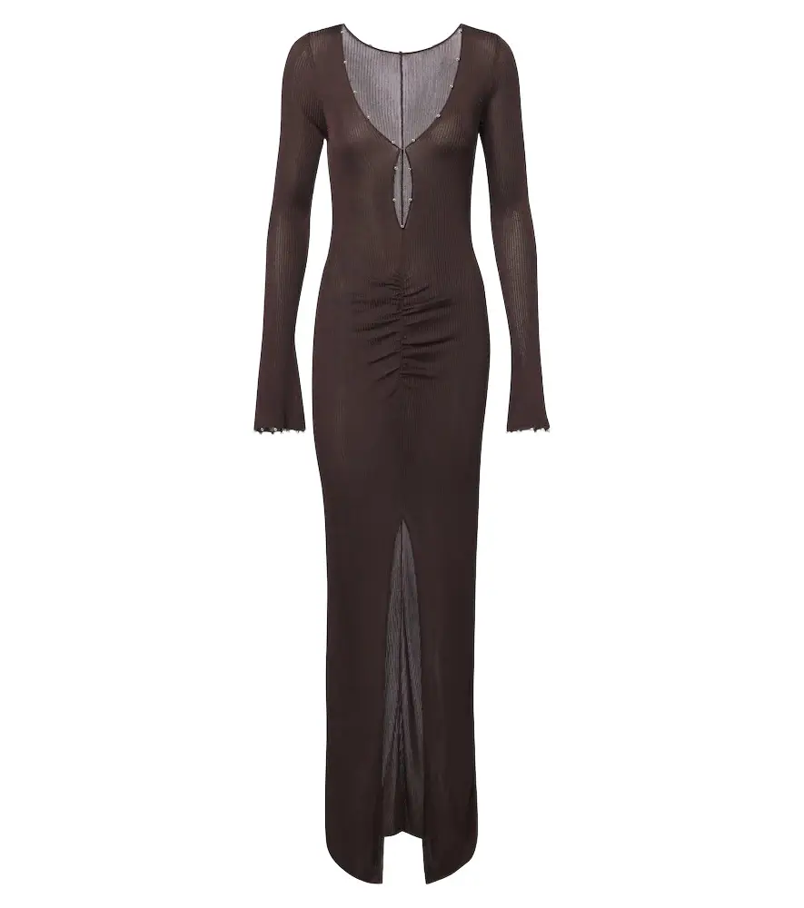 Elisia ribbed-knit ruched maxi dress Elisia ribbed-knit ruched maxi dress