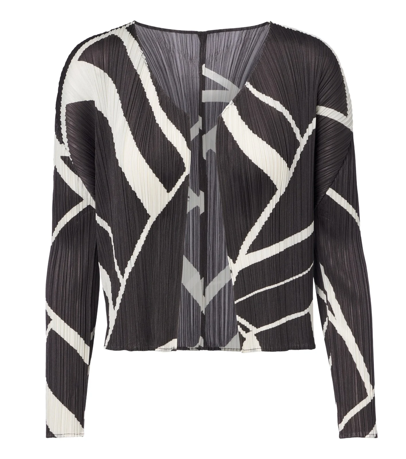 Fold Line pleated printed cardigan