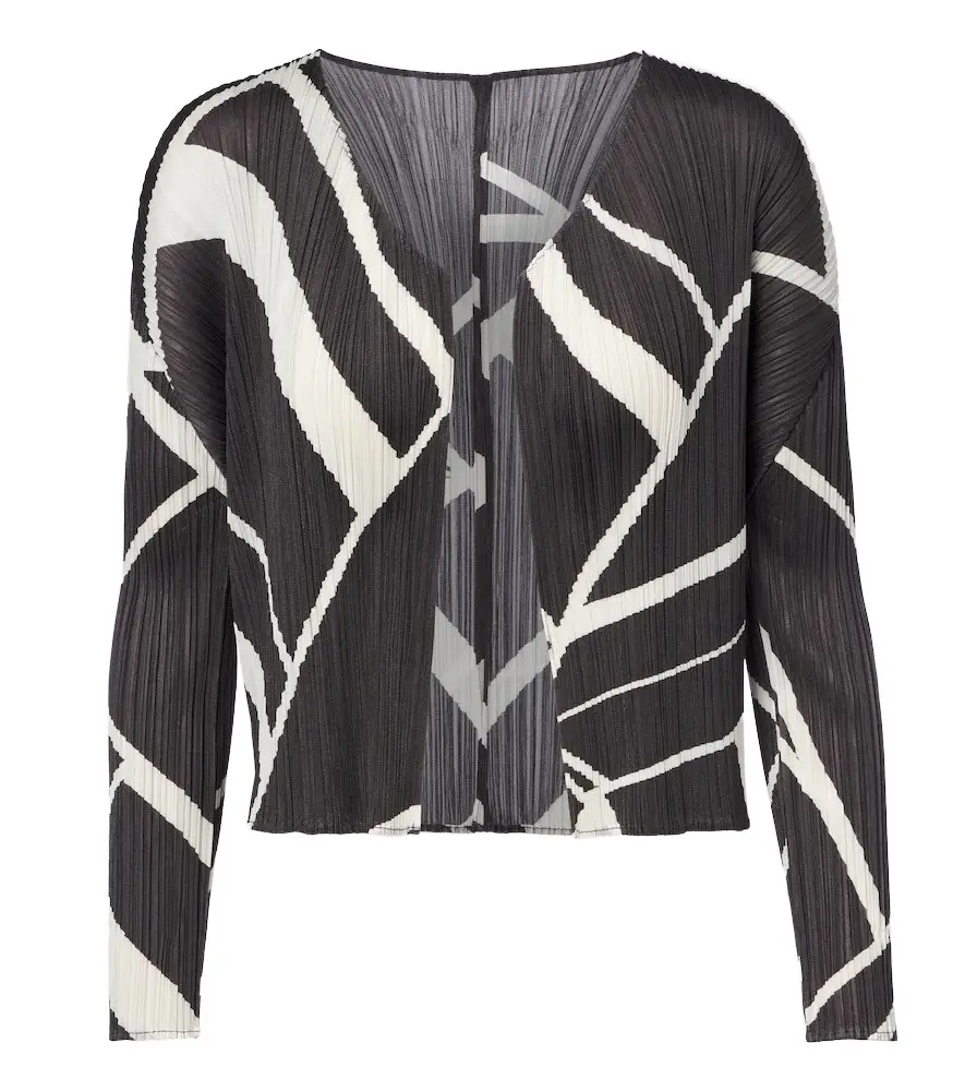 Pleats Please Issey Miyake Fold Line pleated printed cardigan