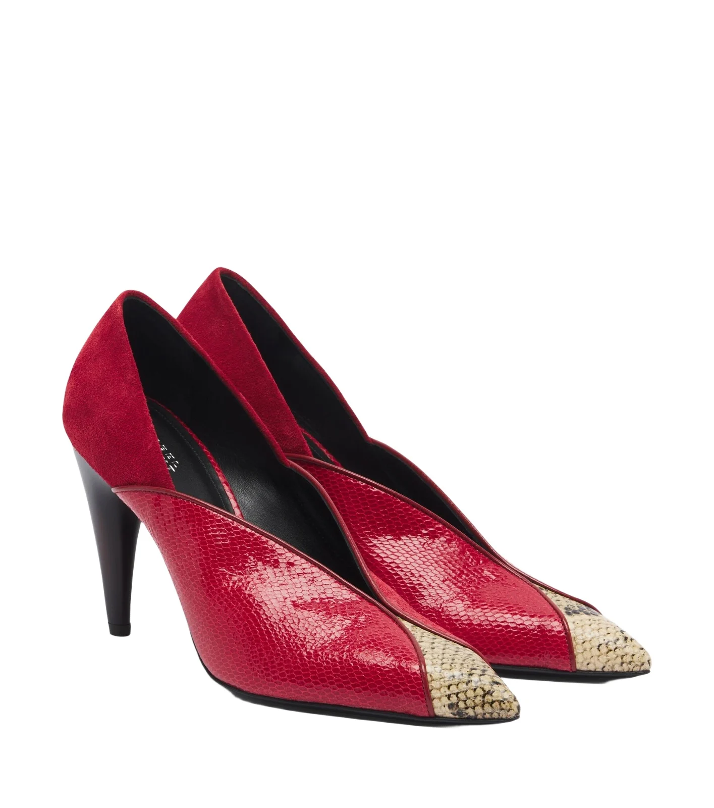 Luza suede-trimmed snake-effect leather pumps