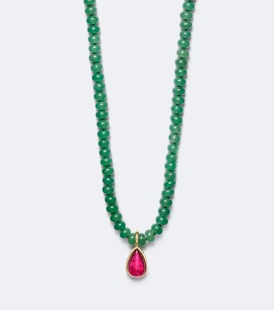 Octavia Elizabeth 18kt gold beaded necklace with aventurines and tourmaline | Thumbnail 2