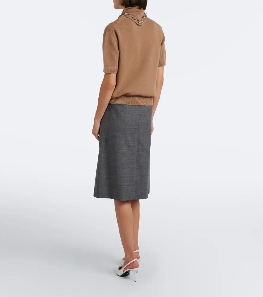 Prada Pleated virgin wool midi skirt | Thumbnail 3 Prada Pleated virgin wool midi skirt | Thumbnail 3