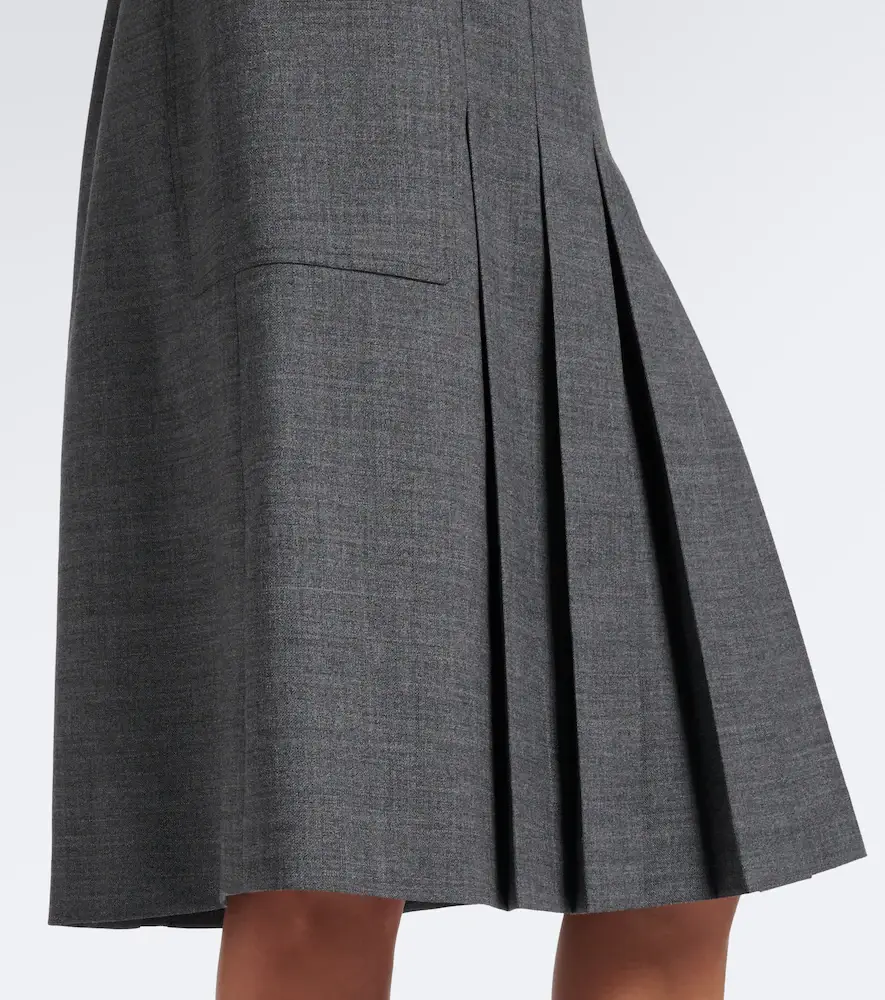 Prada Pleated virgin wool midi skirt | Thumbnail 4 Prada Pleated virgin wool midi skirt | Thumbnail 4
