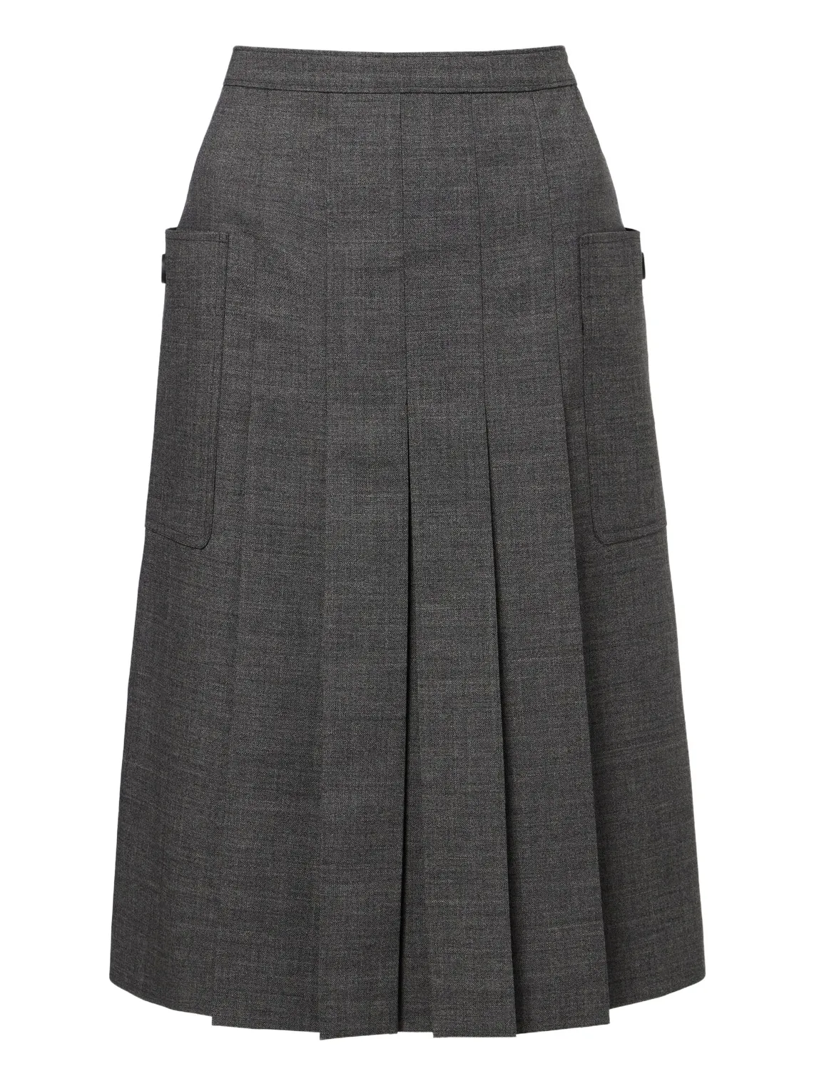 Pleated virgin wool midi skirt