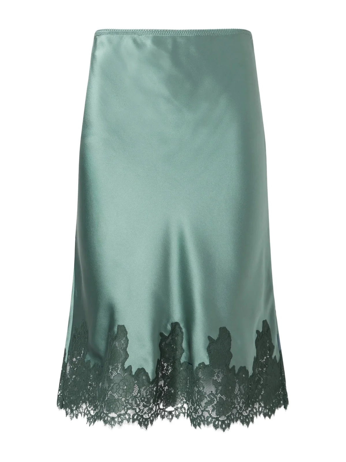 Elowette Lace-trimmed Silk-satin Midi Skirt