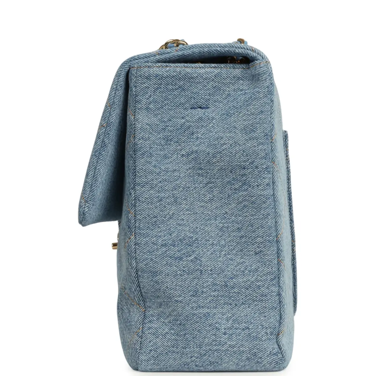 Chanel Chanel Maxi "Souplissimo" Large Flap Bag Blue Denim Gold Hardware | Thumbnail 3