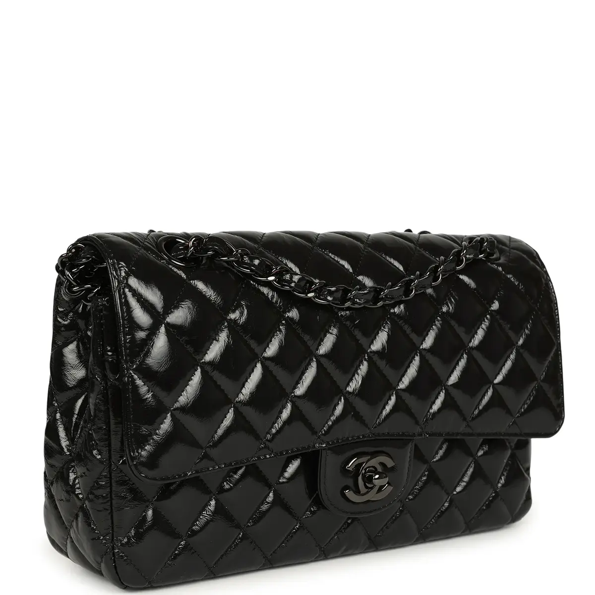 Chanel Chanel Medium Classic Double Flap Bag So Black Shiny Aged Calfskin Black Hardware | Thumbnail 2 Chanel Chanel Medium Classic Double Flap Bag So Black Shiny Aged Calfskin Black Hardware | Thumbnail 2