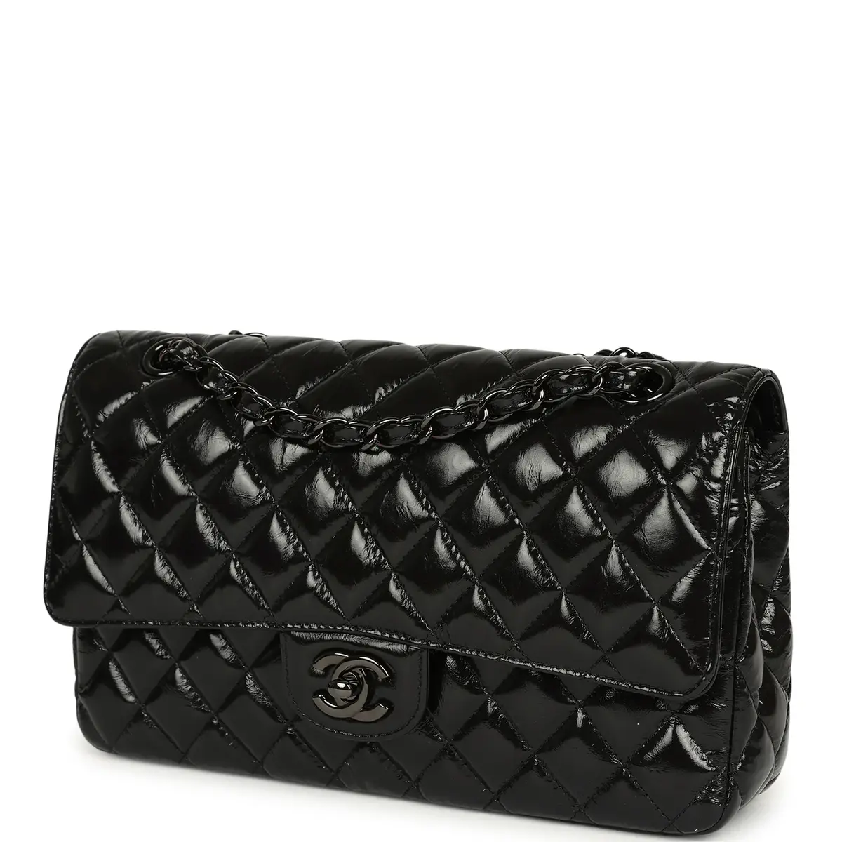 Chanel Chanel Medium Classic Double Flap Bag So Black Shiny Aged Calfskin Black Hardware | Thumbnail 5 Chanel Chanel Medium Classic Double Flap Bag So Black Shiny Aged Calfskin Black Hardware | Thumbnail 5