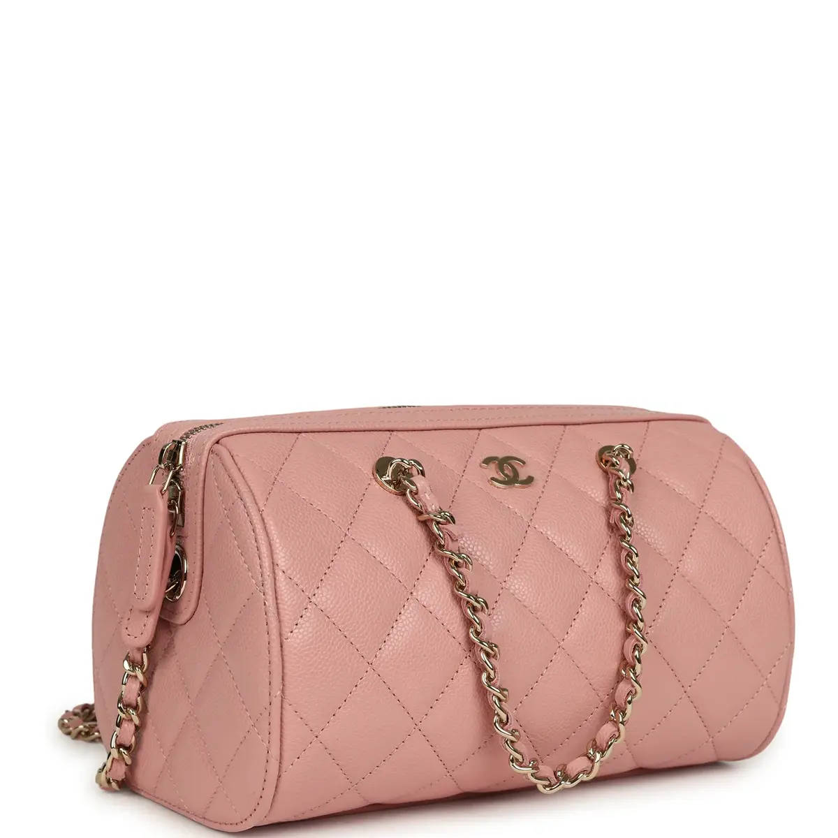 Chanel Chanel Mini Timeless Classic Barrel Bag with Chain Pink Shiny Caviar Light Gold Hardware | Thumbnail 2