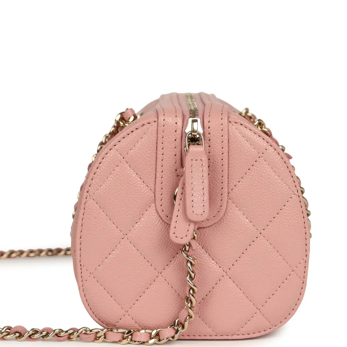 Chanel Chanel Mini Timeless Classic Barrel Bag with Chain Pink Shiny Caviar Light Gold Hardware | Thumbnail 3