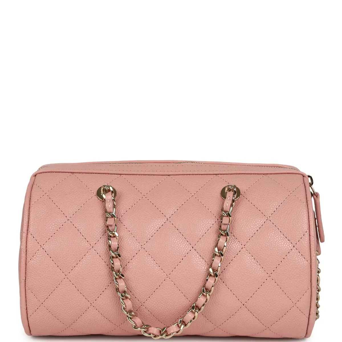 Chanel Chanel Mini Timeless Classic Barrel Bag with Chain Pink Shiny Caviar Light Gold Hardware | Thumbnail 4