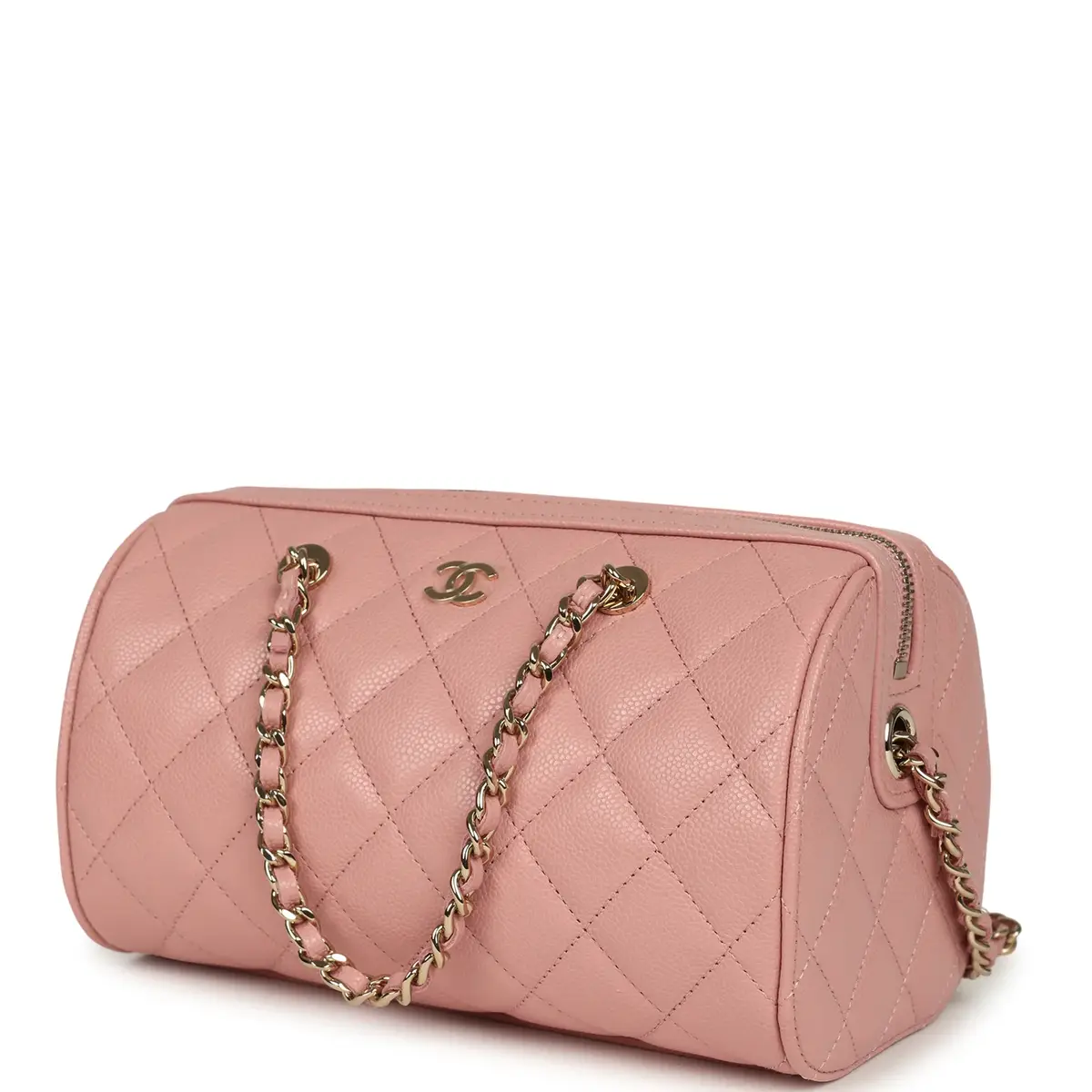 Chanel Chanel Mini Timeless Classic Barrel Bag with Chain Pink Shiny Caviar Light Gold Hardware | Thumbnail 5