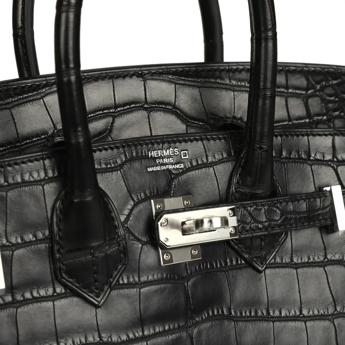 HERMÈS Hermes Birkin 25 Black Matte Alligator Palladium Hardware | Thumbnail 7 HERMÈS Hermes Birkin 25 Black Matte Alligator Palladium Hardware | Thumbnail 7