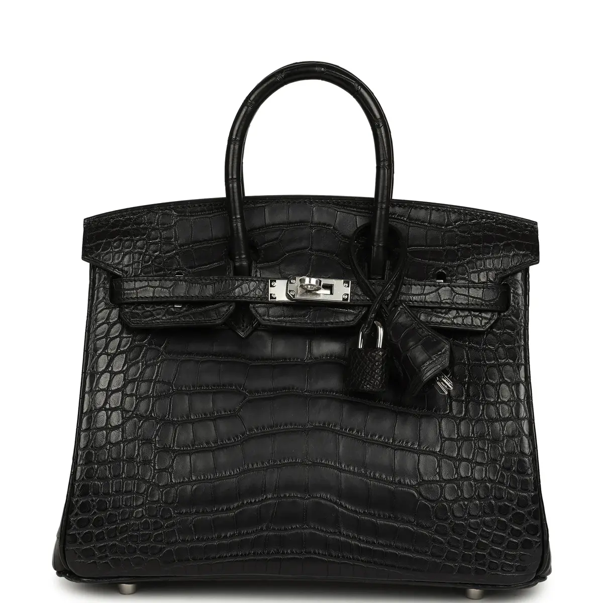 HERMÈS Hermes Birkin 25 Black Matte Alligator Palladium Hardware | Image 1 HERMÈS Hermes Birkin 25 Black Matte Alligator Palladium Hardware | Image 1