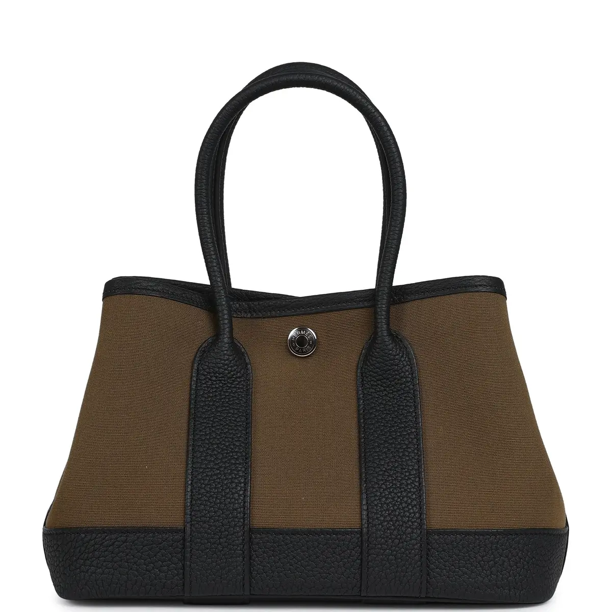 HERMÈS Hermes Garden Party Neo 23 Vert Olive Toile Officier Canvas and Black Negonda Palladium Hardware | Thumbnail 4 HERMÈS Hermes Garden Party Neo 23 Vert Olive Toile Officier Canvas and Black Negonda Palladium Hardware | Thumbnail 4