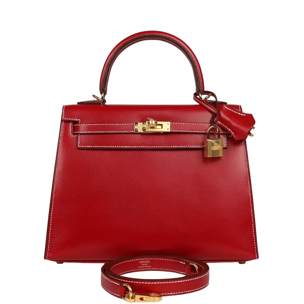 HERMÈS Hermes Kelly Sellier 25 Rouge Piment Box Gold Hardware | Image 1 HERMÈS Hermes Kelly Sellier 25 Rouge Piment Box Gold Hardware | Image 1