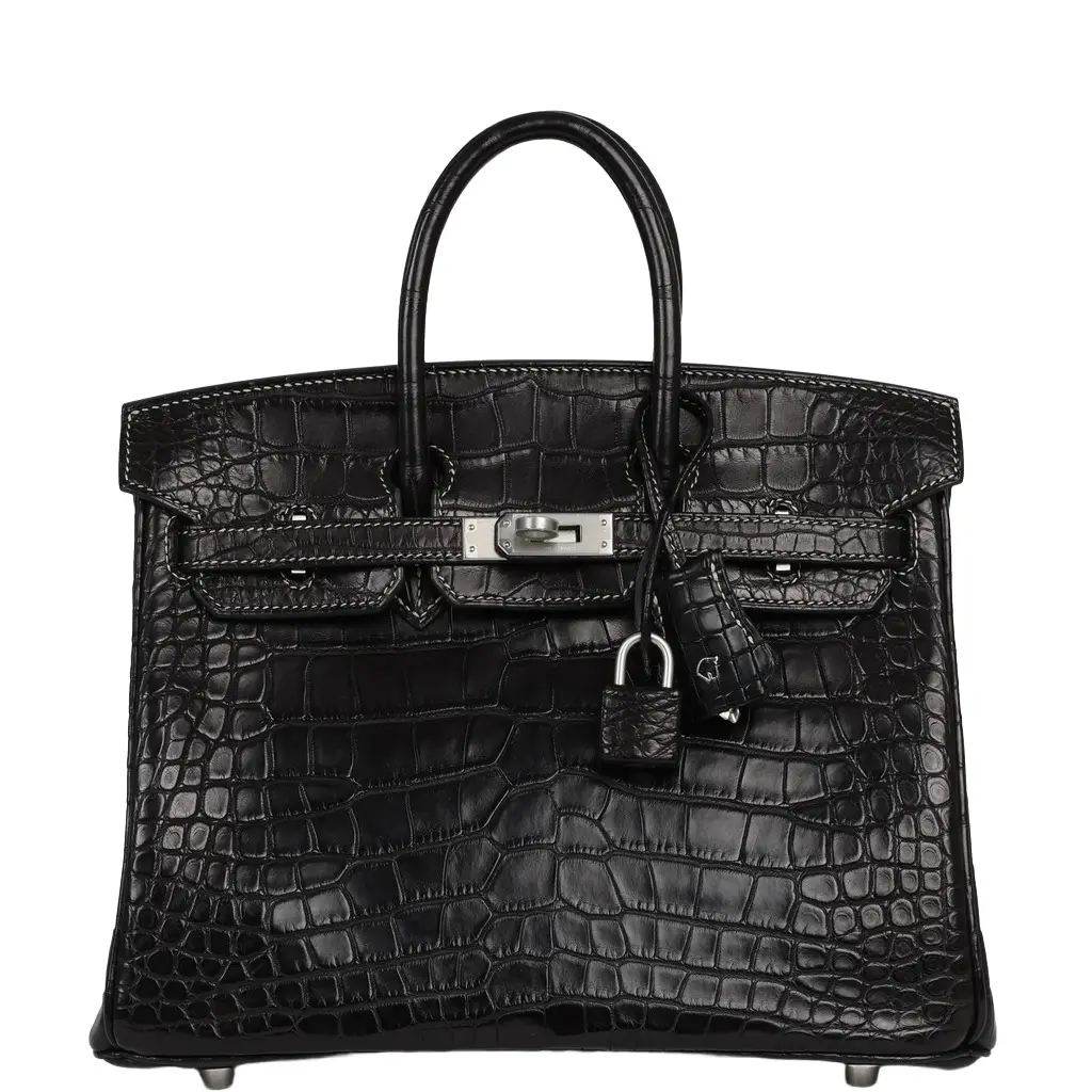 HERMÈS Hermes Special Order (HSS) Birkin 25 Black Matte Verso Alligator Brushed Palladium Hardware | Image 1 HERMÈS Hermes Special Order (HSS) Birkin 25 Black Matte Verso Alligator Brushed Palladium Hardware | Image 1