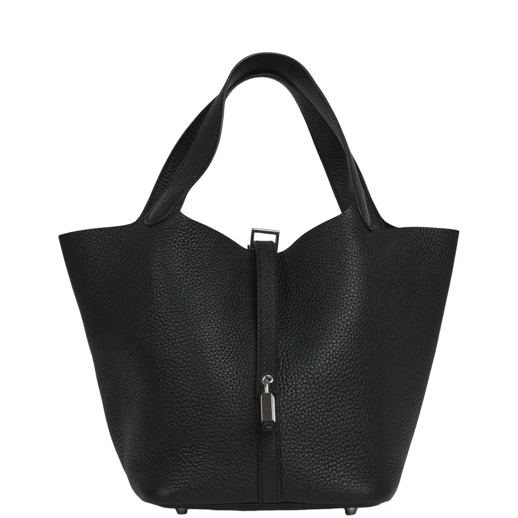HERMÈS Pre-owned Hermes Picotin Lock 22 Black Clemence Palladium Hardware | Image 1 HERMÈS Pre-owned Hermes Picotin Lock 22 Black Clemence Palladium Hardware | Image 1