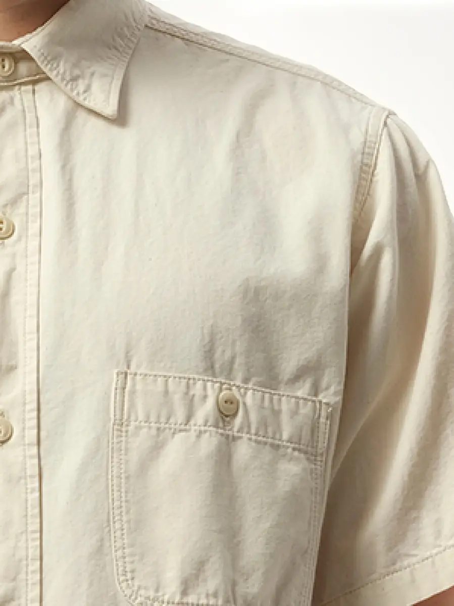 Maison Margiela Denim Short Sleeve Shirt in Ecru White | Thumbnail 2 Maison Margiela Denim Short Sleeve Shirt in Ecru White | Thumbnail 2