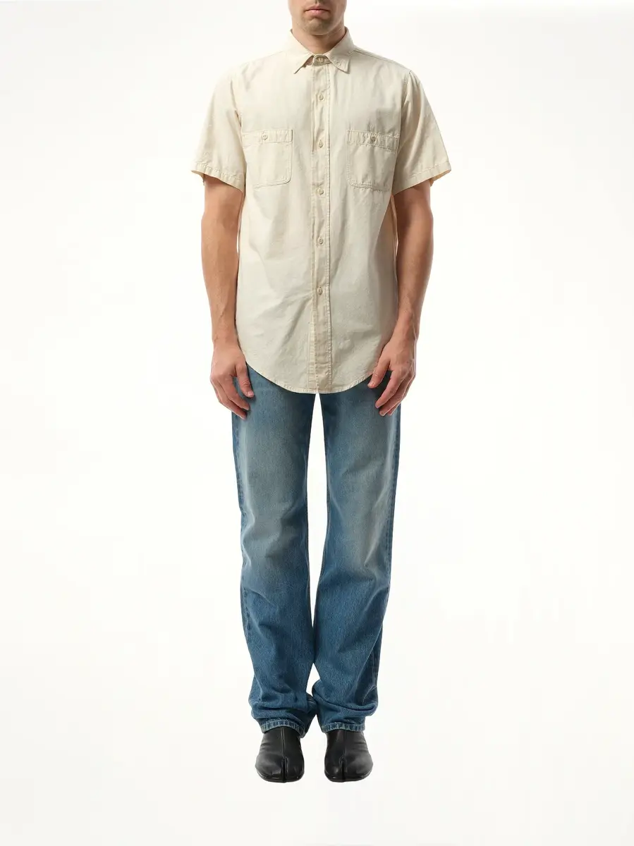 Maison Margiela Denim Short Sleeve Shirt in Ecru White | Thumbnail 4 Maison Margiela Denim Short Sleeve Shirt in Ecru White | Thumbnail 4