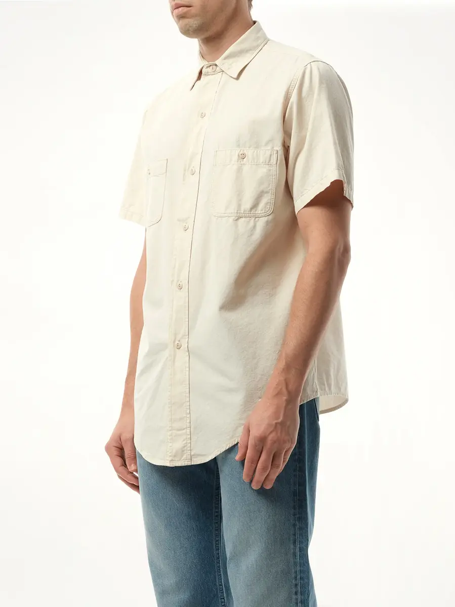 Maison Margiela Denim Short Sleeve Shirt in Ecru White | Thumbnail 5 Maison Margiela Denim Short Sleeve Shirt in Ecru White | Thumbnail 5