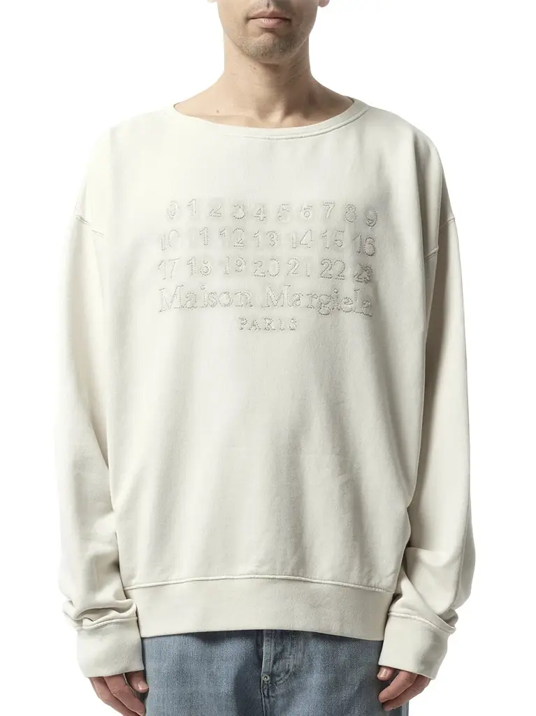 Maison Margiela Memory of Logo Sweatshirt in Ecru White