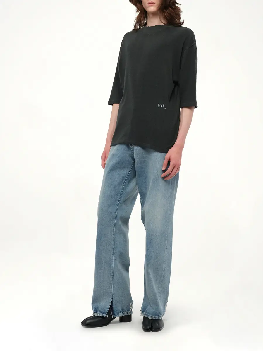 Maison Margiela Reverse Terry T-shirt in Washed Black | Thumbnail 4