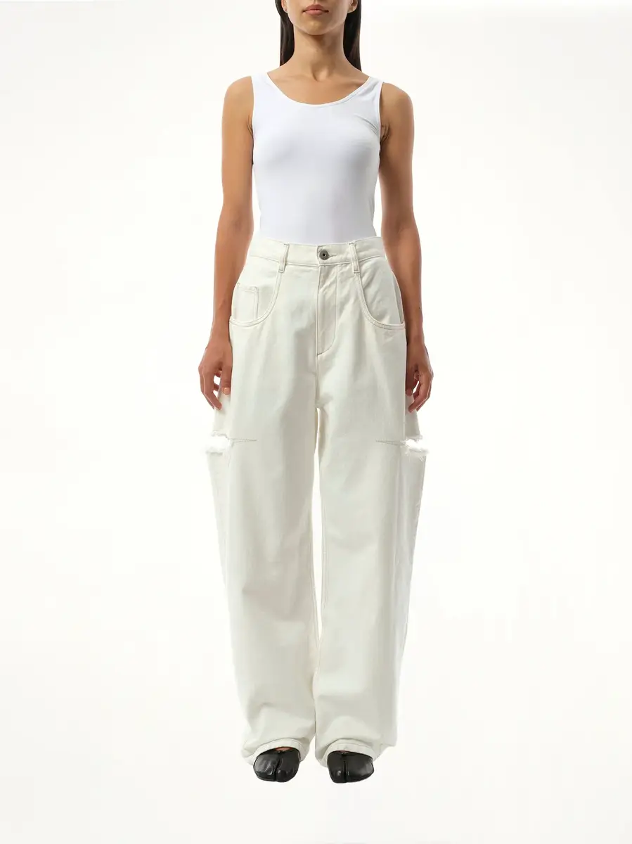 Maison Margiela Slash Loose Fit Denim Jeans in Off White | Thumbnail 4 Maison Margiela Slash Loose Fit Denim Jeans in Off White | Thumbnail 4