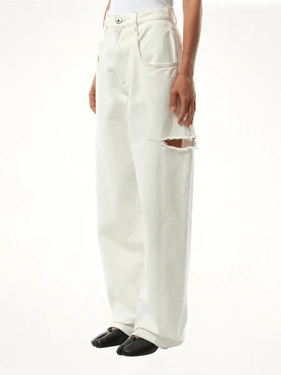 Maison Margiela Slash Loose Fit Denim Jeans in Off White | Thumbnail 5 Maison Margiela Slash Loose Fit Denim Jeans in Off White | Thumbnail 5
