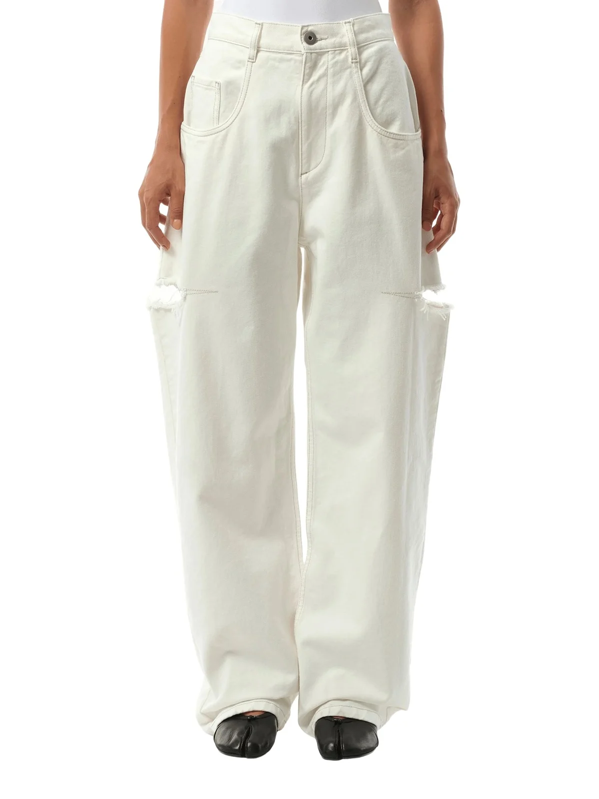 Maison Margiela Slash Loose Fit Denim Jeans in Off White