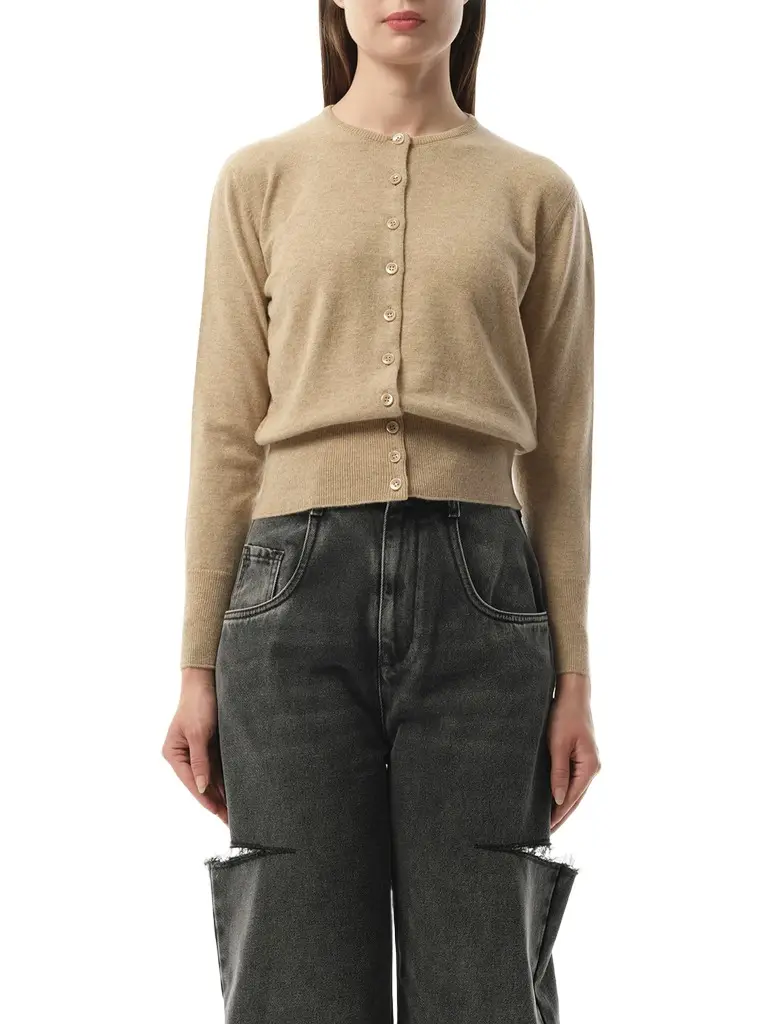 Maison Margiela Virgin Wool Cardigan in Walnut Brown | Image 1 Maison Margiela Virgin Wool Cardigan in Walnut Brown | Image 1