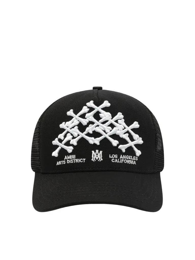 AMIRI Bones Stacked Trucker Hat | Image 1 AMIRI Bones Stacked Trucker Hat | Image 1