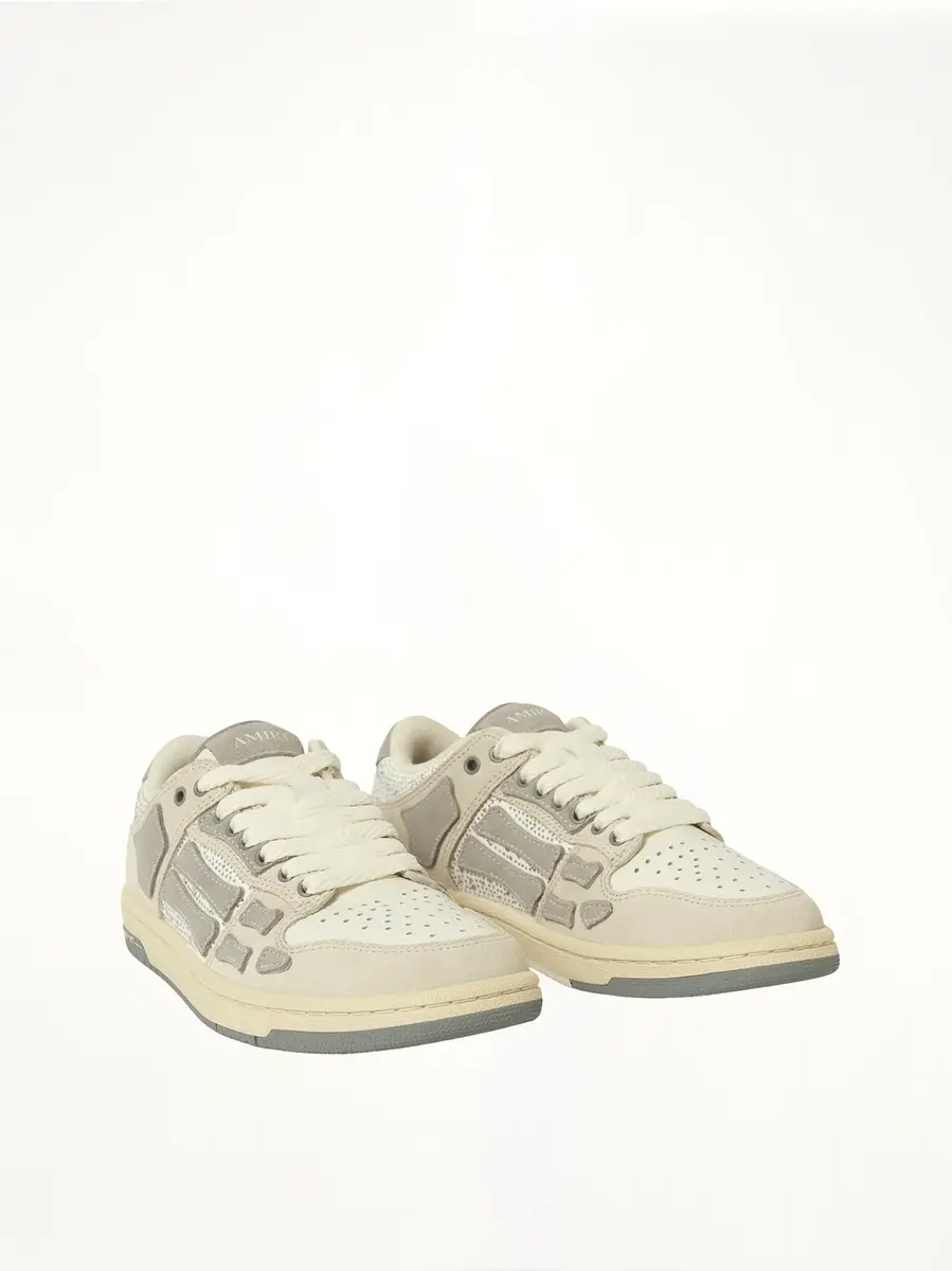 AMIRI Crystal Suede Skeleton Top Low Sneaker in Birch White | Thumbnail 3 AMIRI Crystal Suede Skeleton Top Low Sneaker in Birch White | Thumbnail 3
