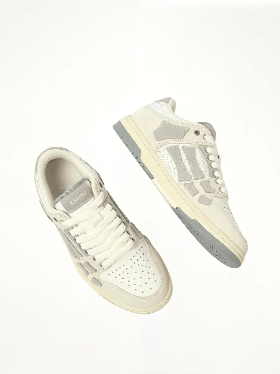 AMIRI Crystal Suede Skeleton Top Low Sneaker in Birch White | Thumbnail 4 AMIRI Crystal Suede Skeleton Top Low Sneaker in Birch White | Thumbnail 4