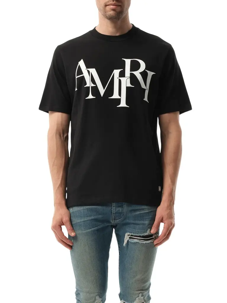 AMIRI Amiri Staggered Logo T-shirt | Image 1 AMIRI Amiri Staggered Logo T-shirt | Image 1