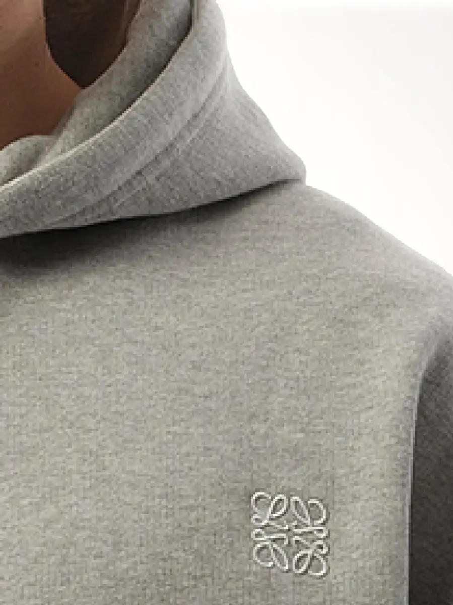 Loewe Leather Tassel Hoodie in Grey Melange | Thumbnail 2