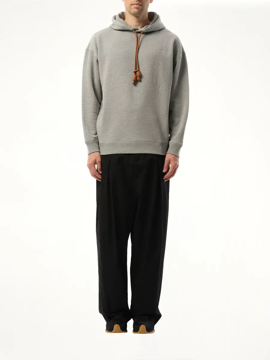 Loewe Leather Tassel Hoodie in Grey Melange | Thumbnail 4