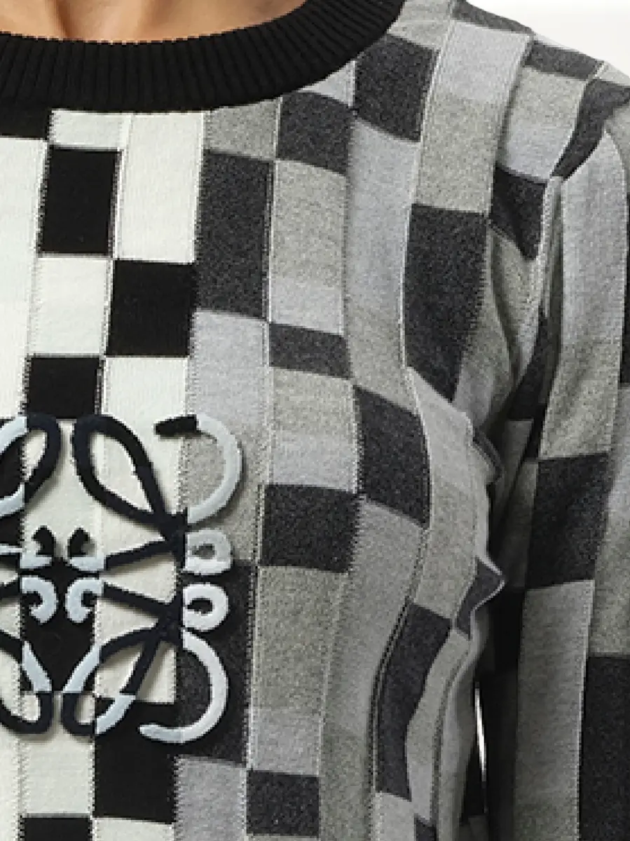 Loewe Intarsia Anagram Sweater in Grey/light Grey | Thumbnail 2 Loewe Intarsia Anagram Sweater in Grey/light Grey | Thumbnail 2