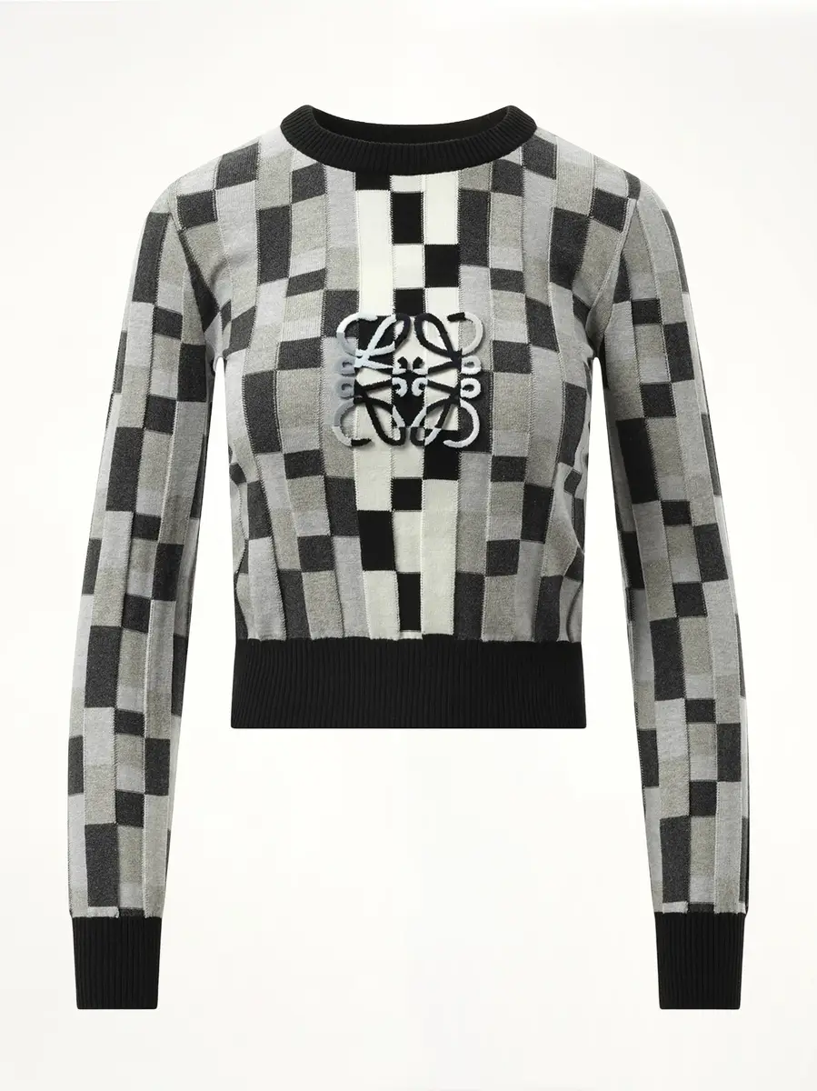 Loewe Intarsia Anagram Sweater in Grey/light Grey | Thumbnail 3 Loewe Intarsia Anagram Sweater in Grey/light Grey | Thumbnail 3