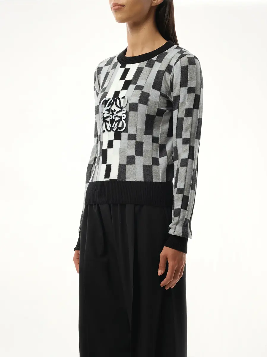 Loewe Intarsia Anagram Sweater in Grey/light Grey | Thumbnail 5 Loewe Intarsia Anagram Sweater in Grey/light Grey | Thumbnail 5
