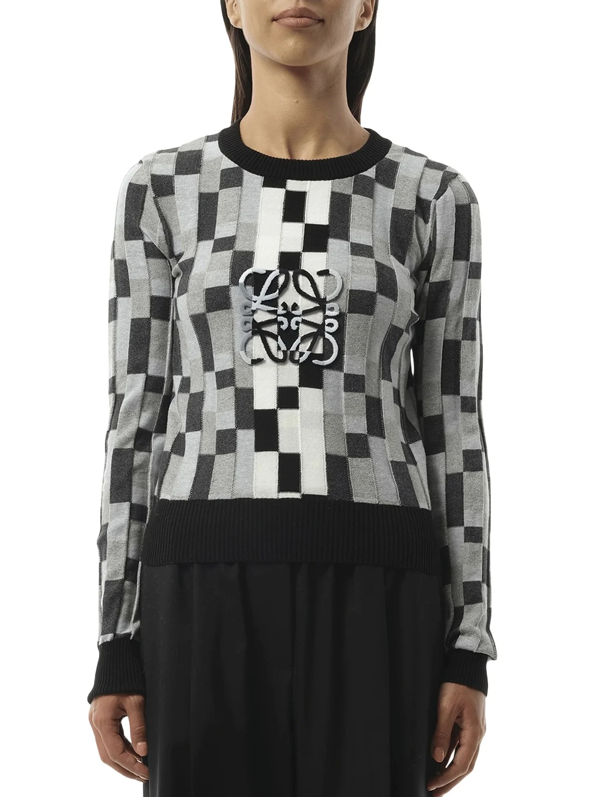 Intarsia Anagram Sweater in Grey/light Grey Intarsia Anagram Sweater in Grey/light Grey