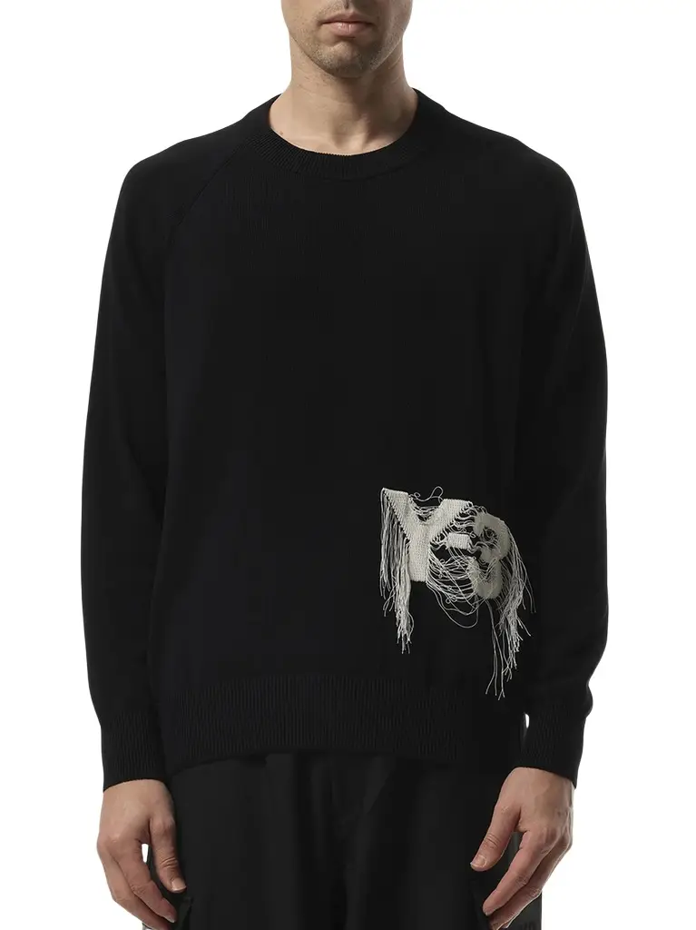 Y-3 Frayed Logo Knit Sweater | Image 1 Y-3 Frayed Logo Knit Sweater | Image 1