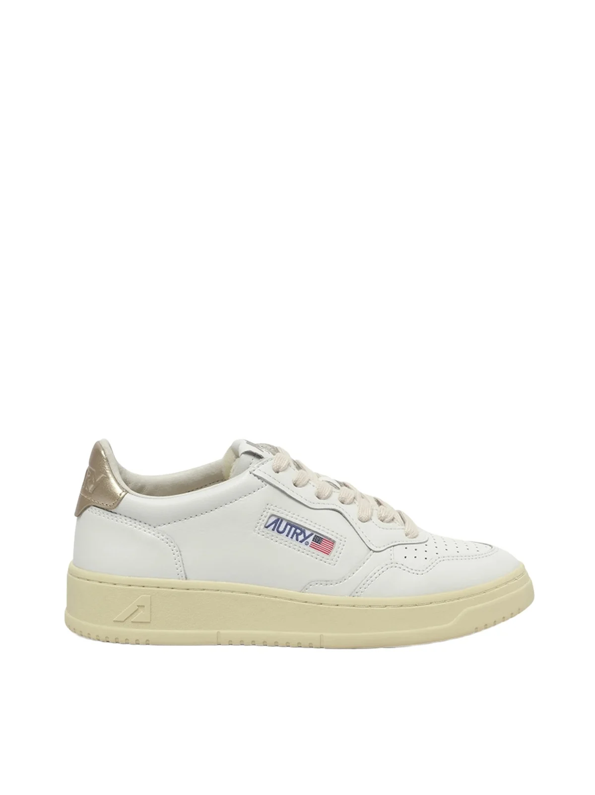 Autry Medalist Low Sneakers in White/gold