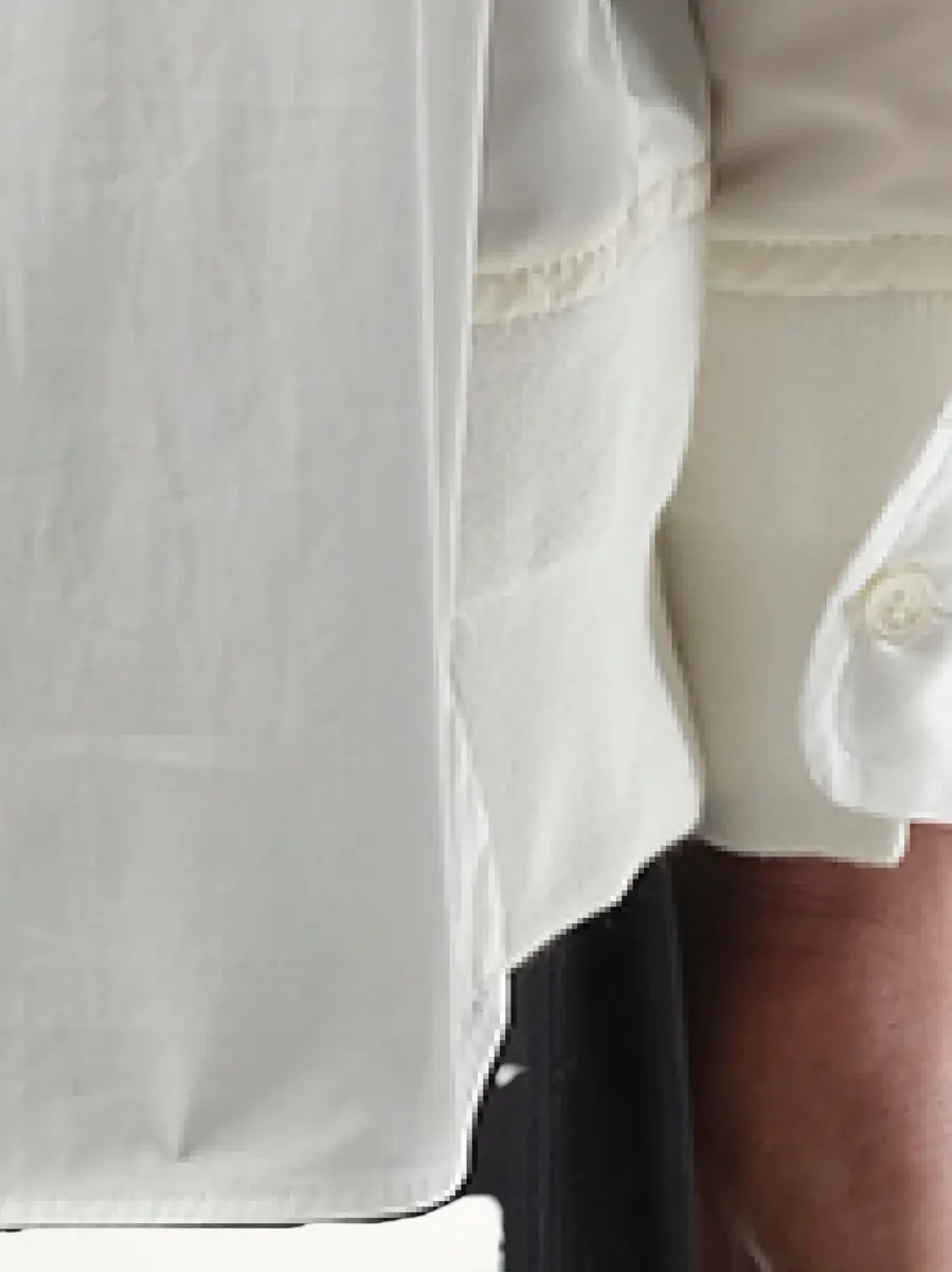 Sacai Cotton Poplin Nylon Shirt in Off White | Thumbnail 2