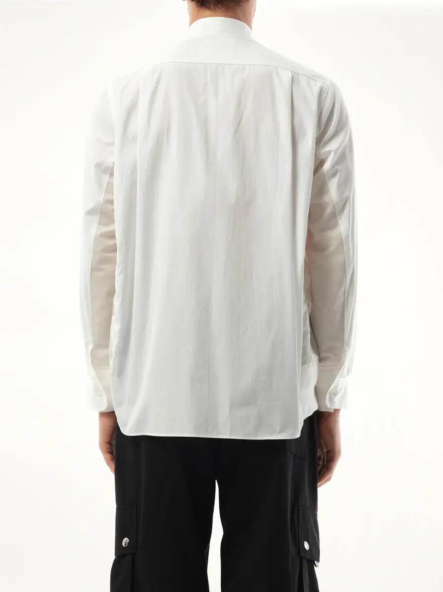 Sacai Cotton Poplin Nylon Shirt in Off White | Thumbnail 6