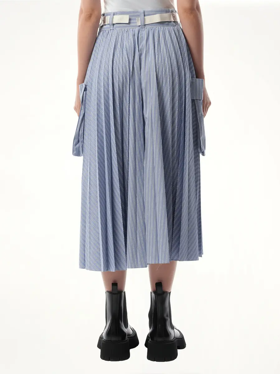 Sacai Cotton Poplin Stripe Skirt in Light Blue | Thumbnail 6 Sacai Cotton Poplin Stripe Skirt in Light Blue | Thumbnail 6