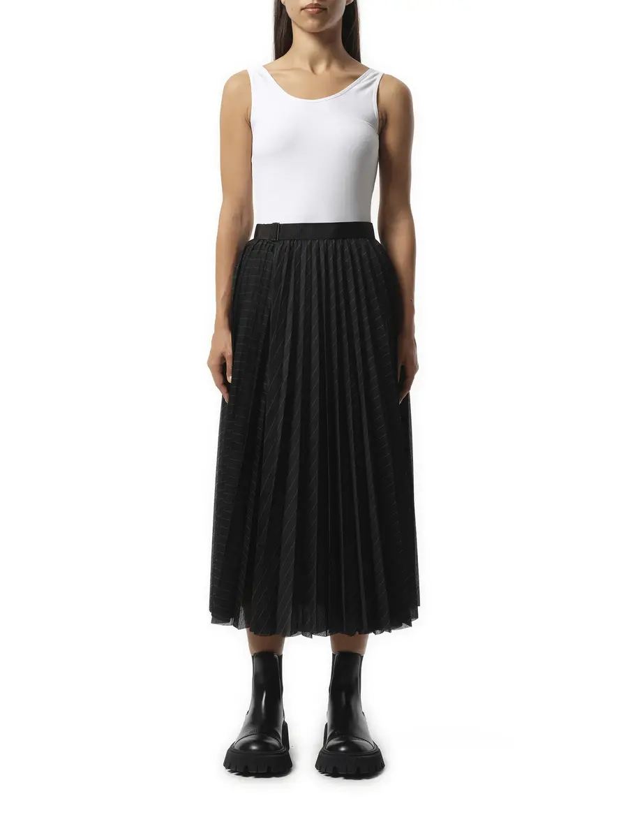 Sacai Spun Organza Skirt in Black Stripe | Thumbnail 4 Sacai Spun Organza Skirt in Black Stripe | Thumbnail 4