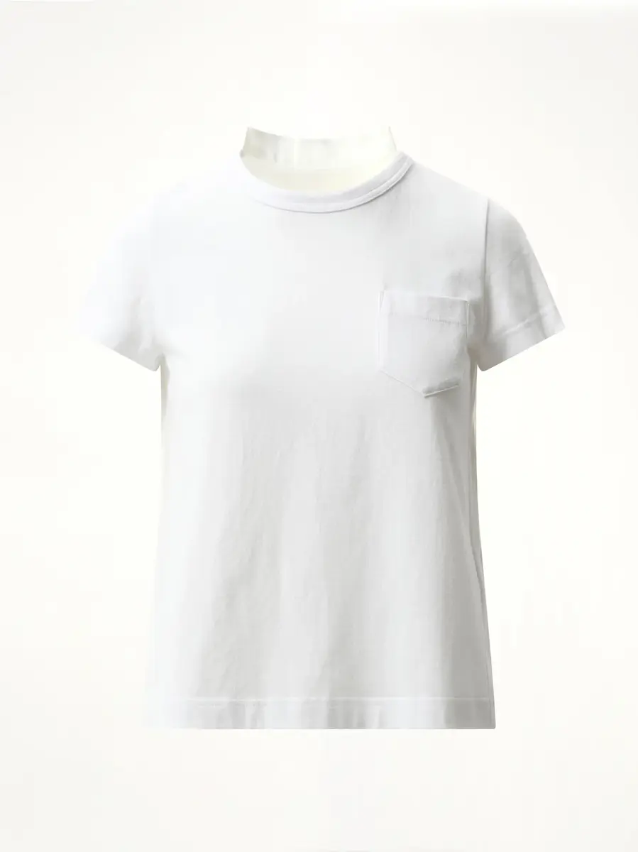 Sacai Cotton Poplin x Jersey T-shirt in White/off White | Thumbnail 3 Sacai Cotton Poplin x Jersey T-shirt in White/off White | Thumbnail 3